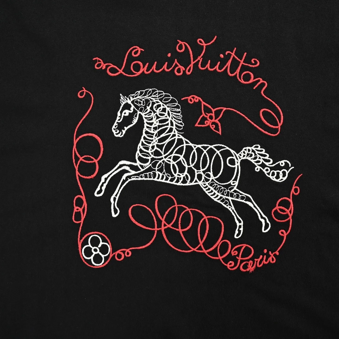Louis Vuitton/Louis Vuitton Year of the Horse Limited Edition Galloping Horse Embroidered Short Sleeves